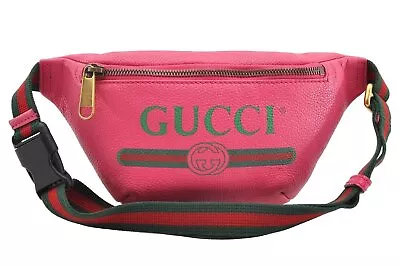 Authentic GUCCI Web Sherry Line Vintage Waist Body Bag Leather 527792 Pink 7060I • $7.50