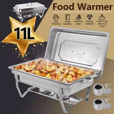 11L Foldable Chafing Dish Bain Marie Bow Food Buffet Warmer Pan Heater Stackable • $39.95