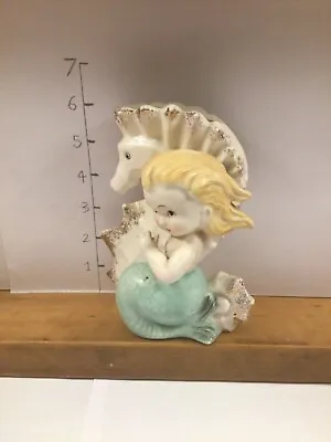 Rare Vintage Mermaid With Seahorse Vase • $385.89