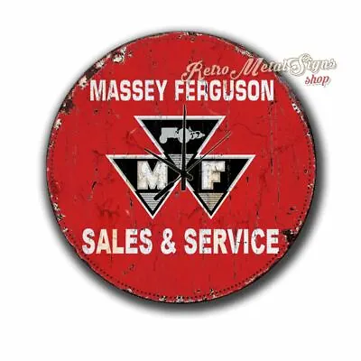 Massey Ferguson Sales Service 300X300  12  DIAMETER METAL TIN SIGN WALL CLOCK • £18.99