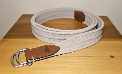 Johnnie-O Mens Canvas Leather D-Ring Belt Beige Size XL • $28