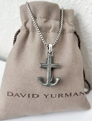 David Yurman Sterling Silver Anchor With 23-24  Box Chain Necklace For Men • $310