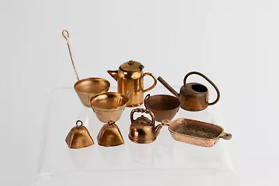 Vintage Miniature Copper Pots Accessories Lot Dollhouse Diorama • $26.99