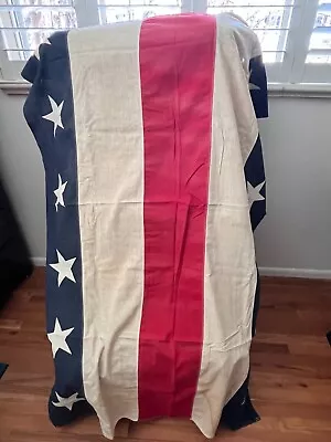 Old Vintage Cotton American Bunting Flag Banner Sewn Stars Stripes 4'x6' Vintage • $46