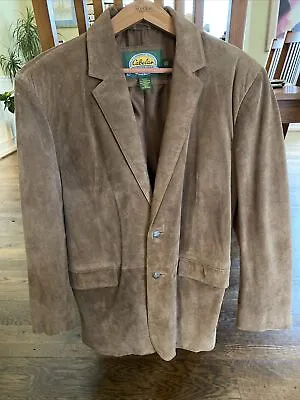 Cabelas Mens 44 Reg Buffalo Button Suede Leather Blazer Jacket Sport Coat Lined • $39.99