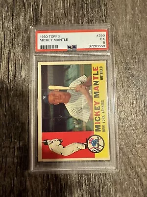 1960 Topps #350 Mickey Mantle - PSA 5 • $682