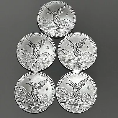2023 1oz Silver Mexican Libertad MS - BU/UNC Amazing Coins .999 Fine.(Lot Of 5). • $225.95