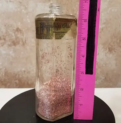 Vintage Bloomlife's Stick Quick Pink Glitter Partial Clear Glass Bottle 7  Tall • $8.99