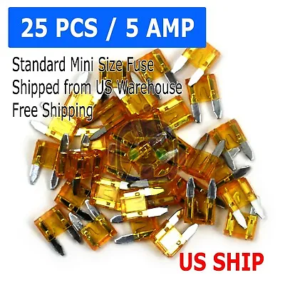 25 PCS 5 Amp Low Profile Mini  Car Fuse Auto Trucks SUV Auto Fuses Color Coded • $3.99