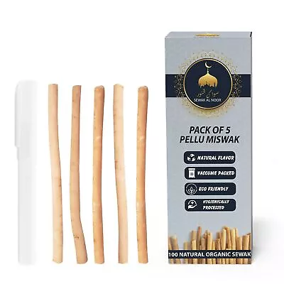 Pack Of 5 Miswak Sticks For Teeth With Holder - Vacuum Sealed Natural Flavored C • $11.27