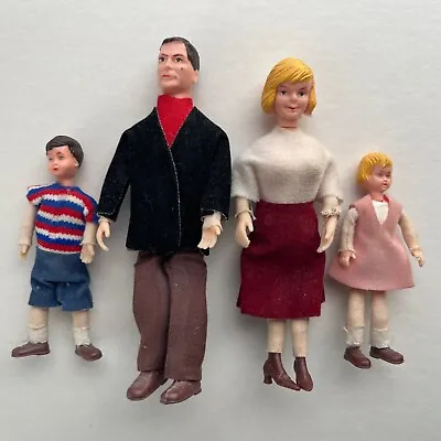 Vintage Posable Dollhouse Miniature Family Set Mid Century Dad Mom Boy Girl • $29.99