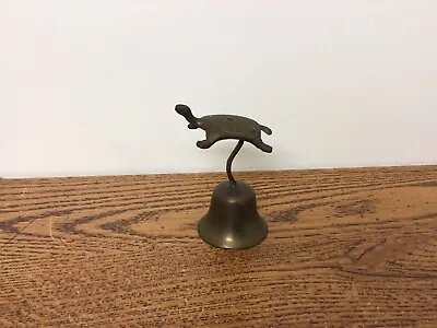 Vintage Solid Brass Or Bronze Desk Clerks Bell W/ Turtle Figure Handle • $12