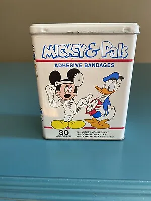 Vintage 1987 Mickey Mouse & Pals Band-Aid Tin Box ONLY Donald Duck Apothecary • $3.99