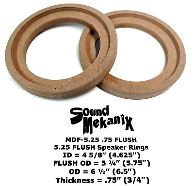 5 1/4  Flush Mount Speaker Rings MDF  5.25  Sound Mekanix Mounting Spacer 1 Pair • $10.98
