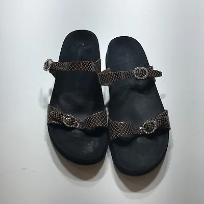 Mephisto Sandals Womens Size 4-5 / EU 35 Brown Caoutchouc Light 2-Strap Casual • $19.99