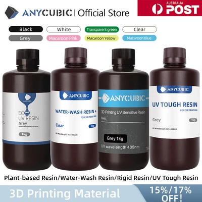 $40.99 • Buy ANYCUBIC 3D Printer Resin Water Washable/ABS-Like/Tough/Plant-based 405nm Resin