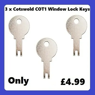 £4.99 • Buy Replacement Window Handle Keys ( Cotswold COT1 ) X 3 Keys