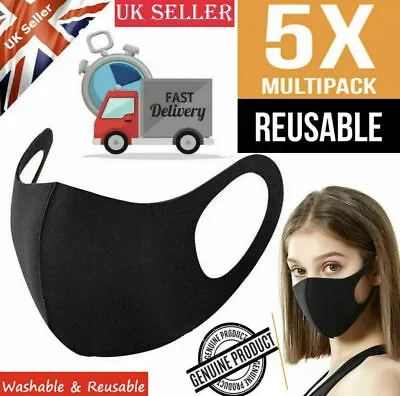 5x Face Mask Cover Washable Reusable Breathable Nose Virus Protect Print Layer. • £3.19