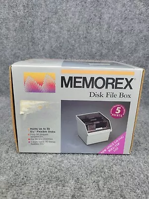 Vintage Memorex 5 1/4” Floppy Disk Holder File Storage Box Roll-Top Lid • $26.99