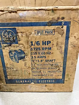 Vintage Ge 1/6 Hp 1725 Rpm 115 V 60 Hz 3.5 Amps Split Phase Motor • $10