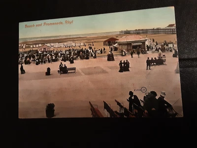 £1 • Buy Old Valentines Postcard Of Beach And Promenade, Rhyl, Wales Posted 1909