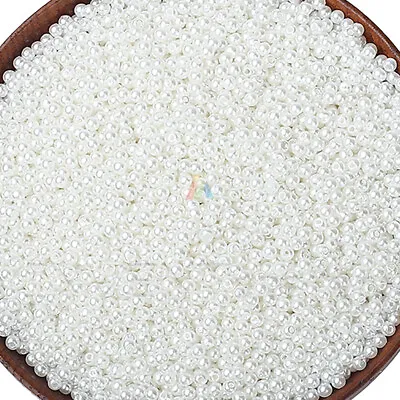 £3.99 • Buy ACRYLIC PEARL BEADS 3mm 4mm Wedding Sewing QUALITY Jewellery Making White Ivory