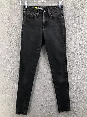 Mossimo Skinny Jeans High Rise Womens Size 0/R 25 Power Stretch Black Denim 5217 • $17.95