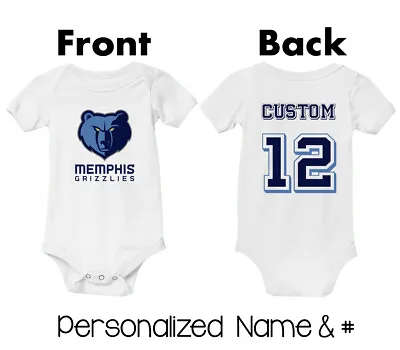 Memphis Grizzlies Personalized Newborn Kids Bodysuit Ja Morant Baby Jersey Shirt • $19.95