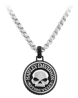 Harley-Davidson Men's Steel Double Sided Rolo Chain Skull Logo Metal Necklace • $119.95
