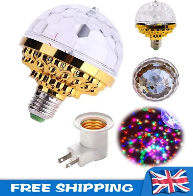 £5.99 • Buy E27 Disco Stage Light Magic Crystal Ball Lamps Party Bulb RGB Rotating LED UK