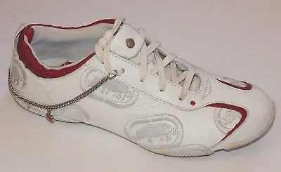 ECKO RED WOMEN'S LEATHER SNEAKERS WHITE/RED Sz 8.5 PRE-OWNED AUTHENTIC • $9.99