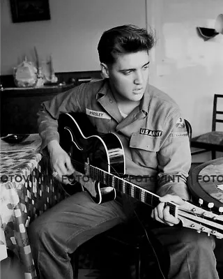 ELVIS PRESLEY Photo Picture ARMY MILITARY Guitar Photograph Print #5 8x10 • $4.95