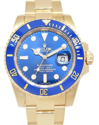 $47888 • Buy Rolex Submariner 18k Yellow Gold Blue Ceramic Watch Box/Papers '18 116618LB