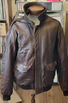 Vintage Adventure Bound Leather Bomber Flight Jacket Mens 4X -Map Lining RARE • $75