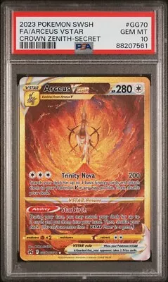 PSA 10 Gem Mint Pokemon 2023 Crown Zenith Full Art Arceus Vstar GG70/GG70 • $95