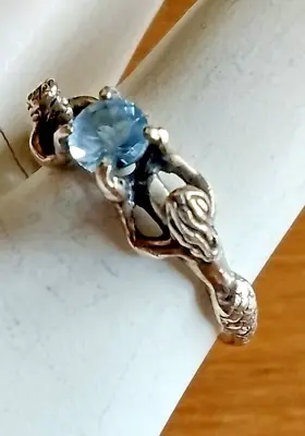 Sheppard Hill Designs DRS Two Mermaids With Blue Topaz Sterling Silver Ring 7.5 • $25.99