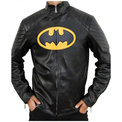 Mens Batman Black Faux Leather Jacket Halloween Cosplay Costume Fashion • $79.99