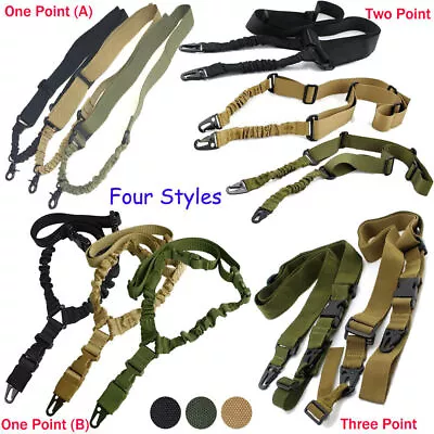 Tactical One Single Point / Two / Three Point Sling Strap Bungee Rifle Gun Sling • $12.98