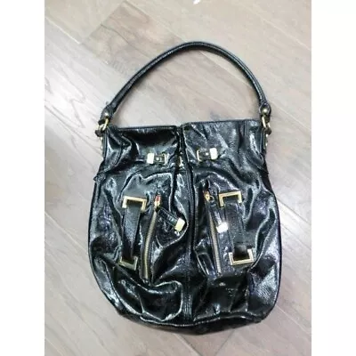 Miss Gustto Black Shiny Patent Shoulder Handbag Bag • $19.99