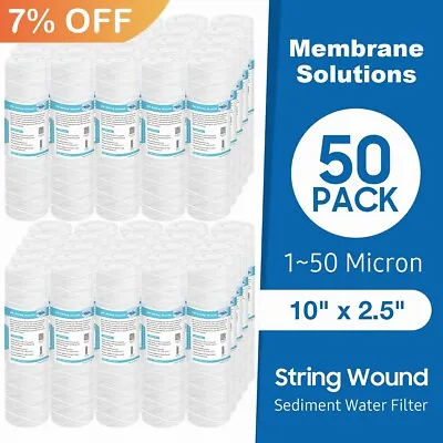 50 Pack 10  X 2.5  String Wound Sediment Water Filter Whole House RO Replacement • $13.01