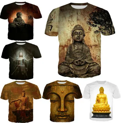 £8.39 • Buy Funny Buddha 3D Print Womens Mens Casual Short Sleeve T-Shirt Tops