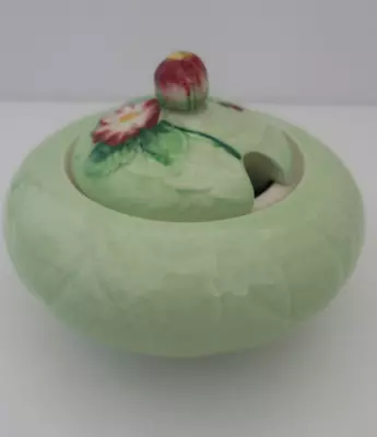 Vintage CARLTON WARE Green PRIMROSE Lidded JAM PRESERVE POT • $38.25