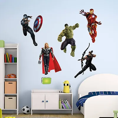 Avengers Superhero Wall Art Stickers Mural Decal Ironman Hulk Thor 5 Piece Set • £5.49