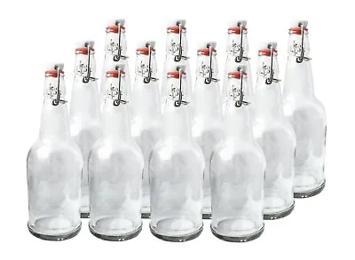 $64.99 • Buy 16 Oz Glass Flip-Top Bottles (12-Pack, Clear) Kombucha Brewing Bottles Swing Top