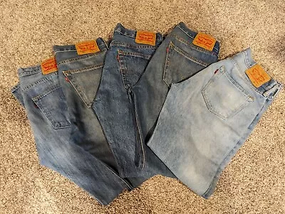 5 Pairs Lot Of Levis  501 Button Fly Mens Jeans 32 X 32 Resale Wholesale • $150