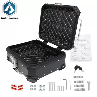 Motorcycle Aluminum Trunk Rear Top Case Luggage Tour Tail Tool Box Lock 22L • $85.04