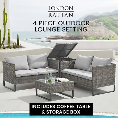 $739 • Buy PRESALE LONDON RATTAN 4 Pc Outdoor Furniture Setting Lounge Chairs Coffee Table