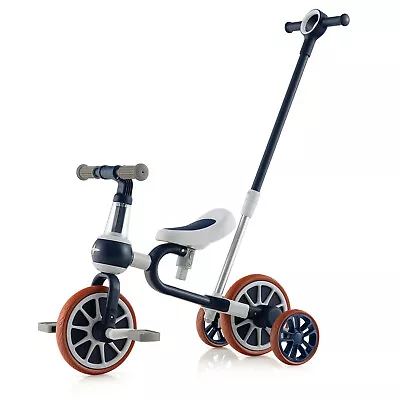 4 In 1 Kids Push Tricycle Toddler Trike Baby Training Balance Bike W/Push Handle • £49.95