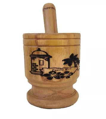 Puerto Rico Large Size Wood Mortar & Pestle Pylon Pilon Madera - Mofongo Mojito • $38.95