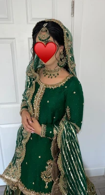 £700 • Buy Asian Pakistani Indian Mehndi Wedding Bridal Long Dress Lengha Party